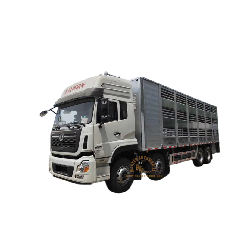 Camión de transporte de ganado de aleación de aluminio Dongfeng 8x4 25 toneladas